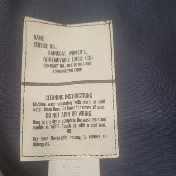 Vintage Navy Women’s Raincoat, 14R, Double-Breasted w/ Belt & Removable Liner - Picture 4 of 6